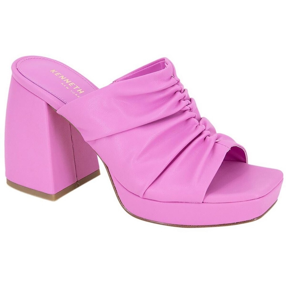 Kenneth Cole New York Womens Anika Faux Leather Platform Sandals Shoes BHFO PINK